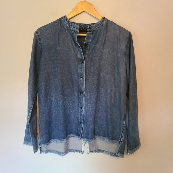 Maven West Frayed Tencel Cross Back Shirt - Picture 3 of 7